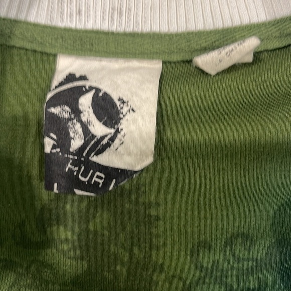 Y2K Hurley Sporty Green Jacket with White Stripe Accents - Picture 3 of 6